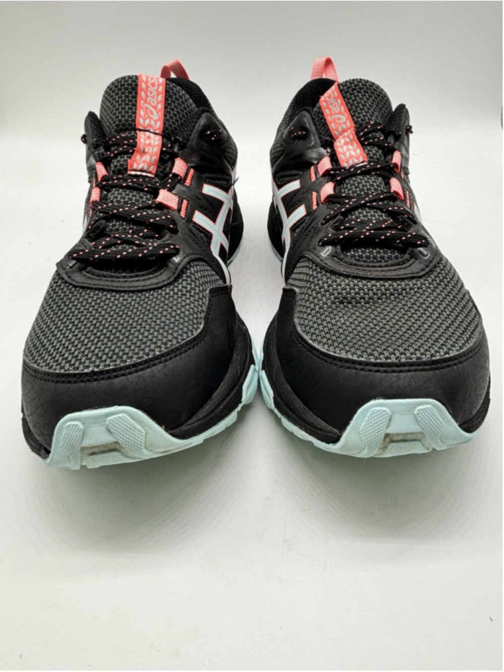 ASICS Gel Venture 8 Trail Running Shoes Womens 9.5 Black Pink Blue Hiking - Picture 1 of 7
